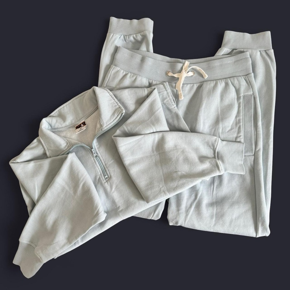 Women’s light blue cotton quarter zip sweatshirt and Jogger Tracksuit
